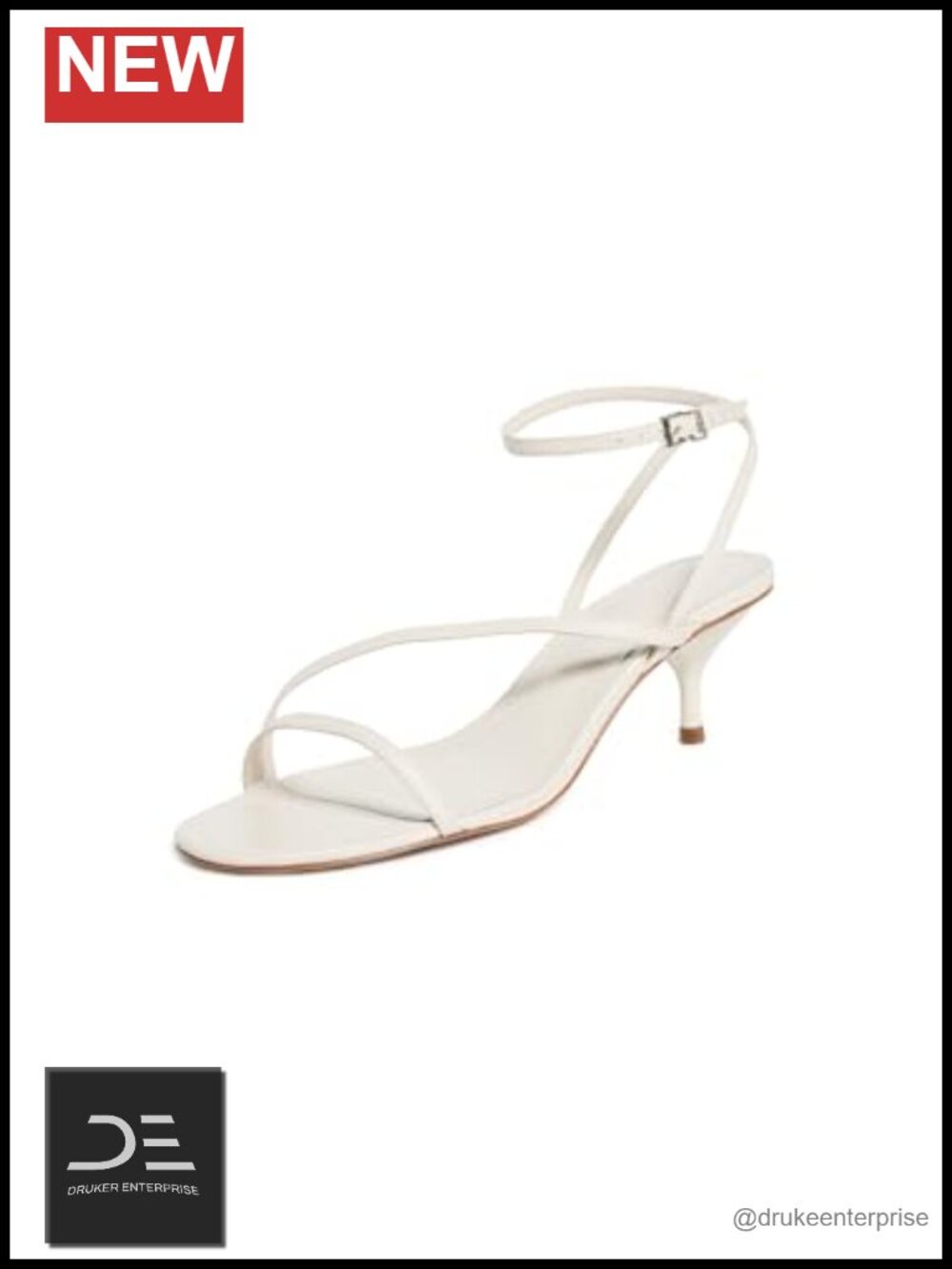 Leather Kitten Heel Sandals with Ankle Strap Buckle Heels